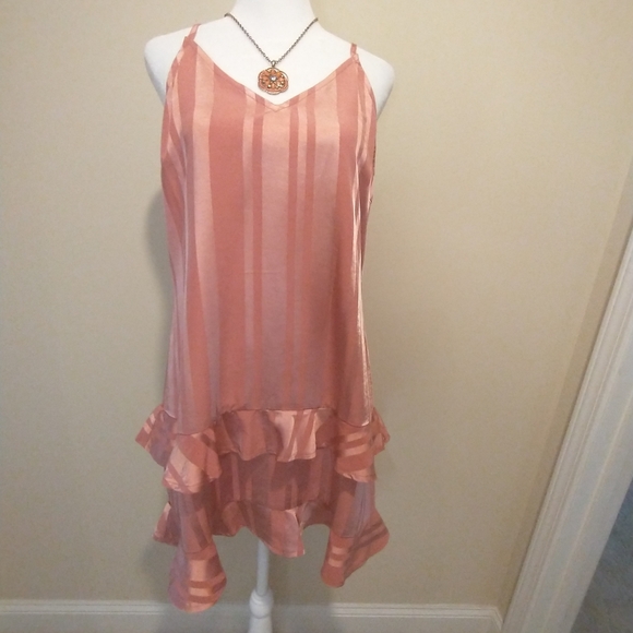 Pinch Dresses & Skirts - Pinch Striped Midi Dress in Shimmery Peach Tones